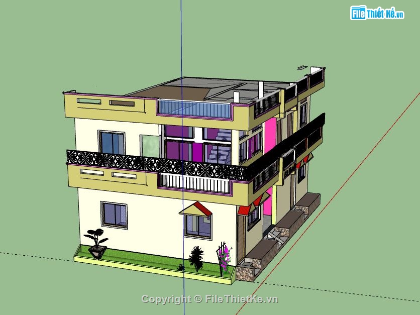 Biệt thự 2 tầng,model su biệt thự 2 tầng,biệt thự 2 tầng file su