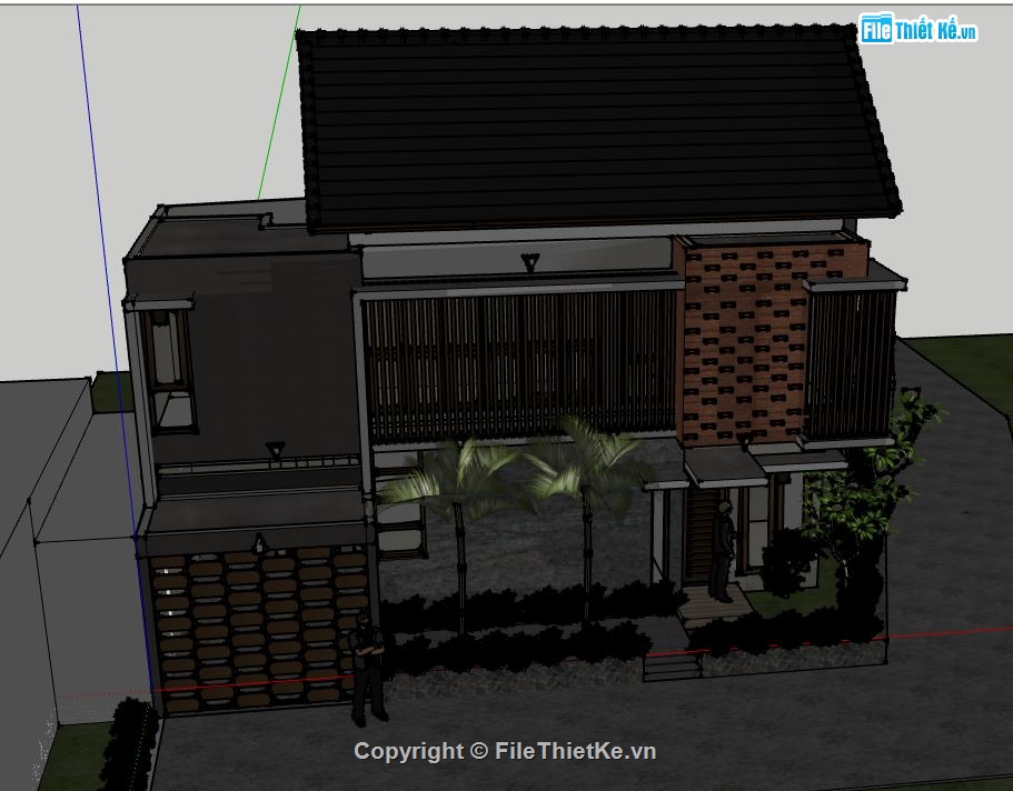 Biệt thự 2 tầng file su,model su biệt thự 2 tầng,biệt thự 2 tầng sketchup,file sketchup biệt thự