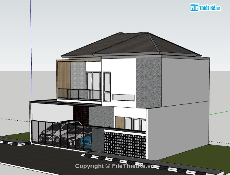 Biệt thự 2 tầng,model su biệt thự 2 tầng,biệt thự 2 tầng file su,sketchup biệt thự 2 tầng