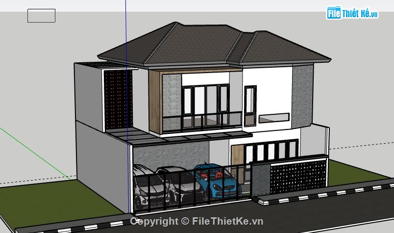 Biệt thự 2 tầng,model su biệt thự 2 tầng,biệt thự 2 tầng file su,sketchup biệt thự 2 tầng