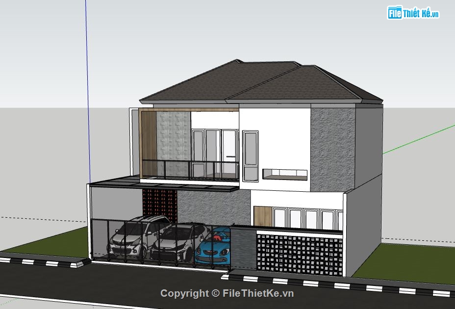 Biệt thự 2 tầng,model su biệt thự 2 tầng,biệt thự 2 tầng file su,sketchup biệt thự 2 tầng