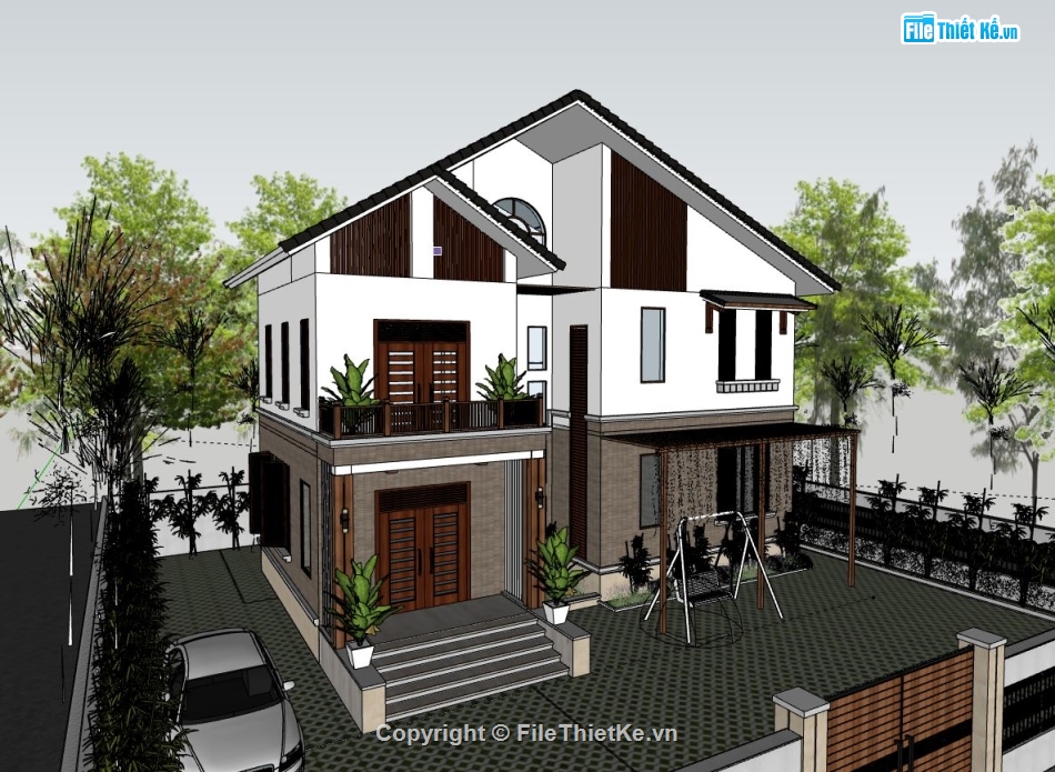 Biệt thự 2 tầng,model su biệt thự 2 tầng,biệt thự 2 tầng file su,file sketchup biệt thự,biệt thự 2 tầng model su