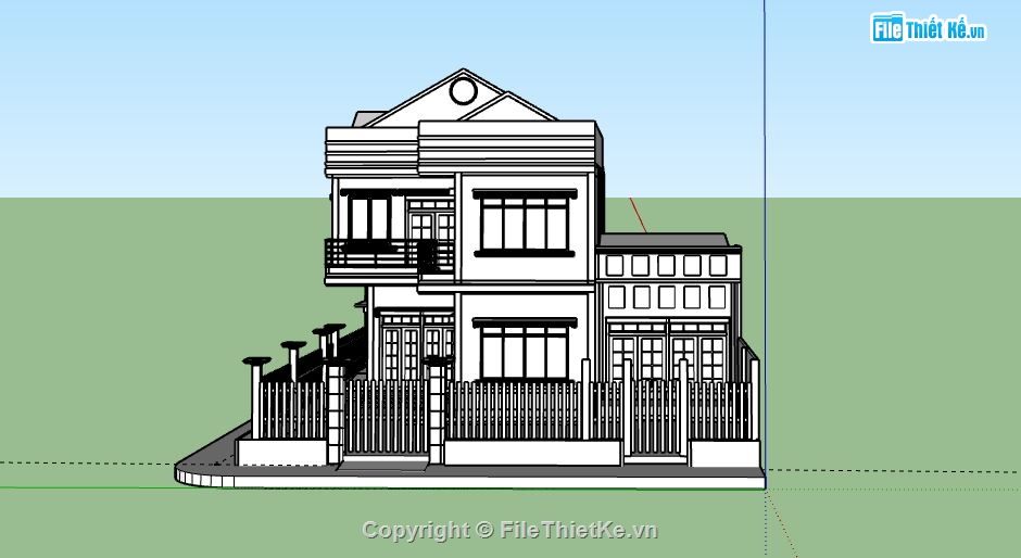 Biệt thự 2 tầng,file su biệt thự 2 tầng,biệt thự 2 tầng file su,file sketchup biệt thự 2 tầng,model su biệt thự 2 tầng