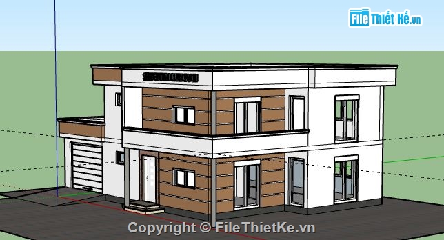 Biệt thự 2 tầng,model su biệt thự 2 tầng,biệt thự 2 tầng sketchup,sketchup biệt thự 2 tầng