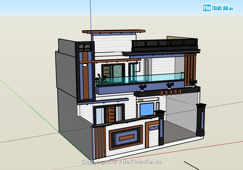 Biệt thự 2 tầng,model su biệt thự 2 tầng,file sketchup biệt thự 2 tầng