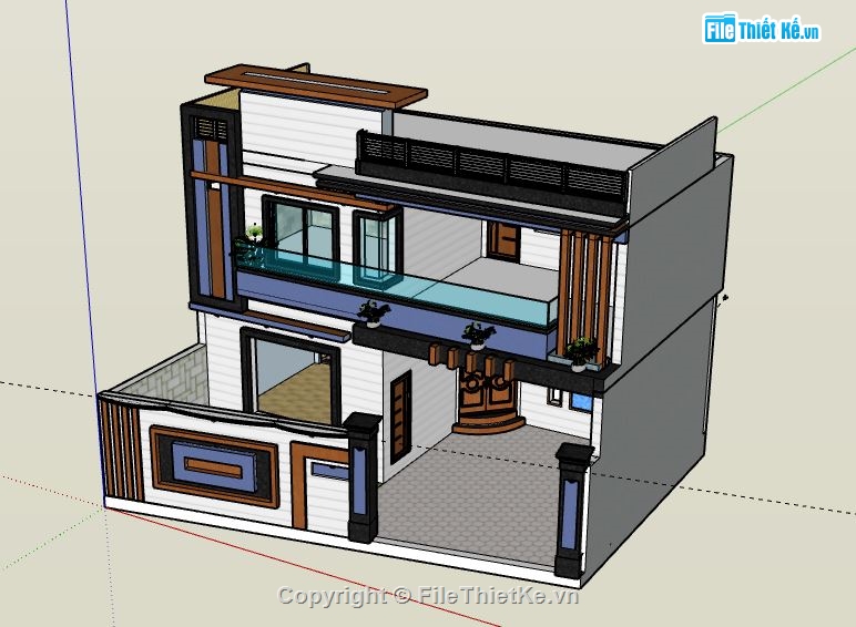 Biệt thự 2 tầng,model su biệt thự 2 tầng,file sketchup biệt thự 2 tầng