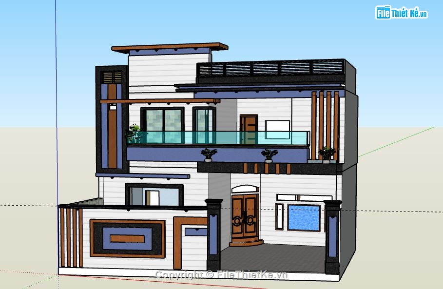 Biệt thự 2 tầng,model su biệt thự 2 tầng,file sketchup biệt thự 2 tầng