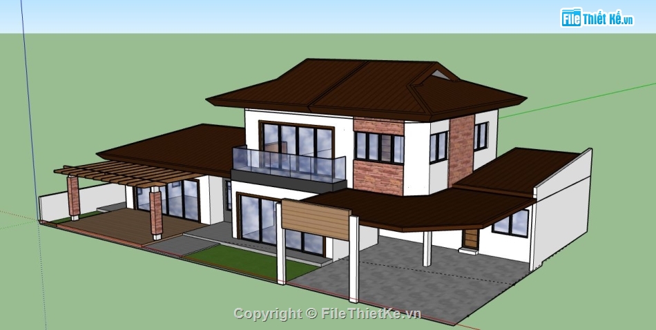 biệt thự 2 tầng,file su biệt thự 2 tầng,model su biệt thự 2 tầng,sketchup biệt thự 2 tầng,biệt thự 2 tầng file sketchup