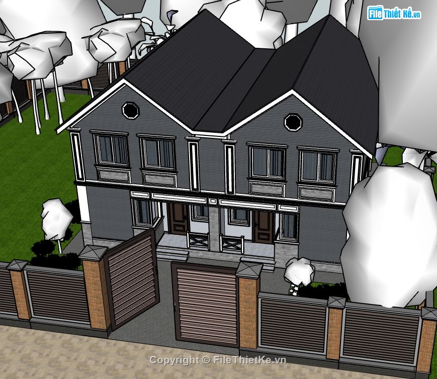 Biệt thự 3 tầng file sketchup,model su biệt thự 3 tầng,file sketchup 3 tầng,biệt thự 3 tầng file su,file su biệt thự 3 tầng