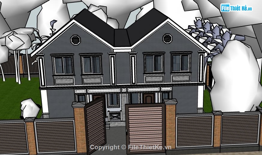 Biệt thự 3 tầng file sketchup,model su biệt thự 3 tầng,file sketchup 3 tầng,biệt thự 3 tầng file su,file su biệt thự 3 tầng