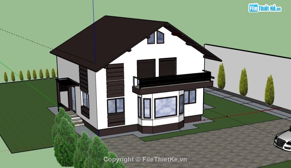 Biệt thự 2 tầng,model su biệt thự 2 tầng,biệt thự 2 tầng file su,sketchup biệt thự 2 tầng,biệt thự 2 tầng sketchup