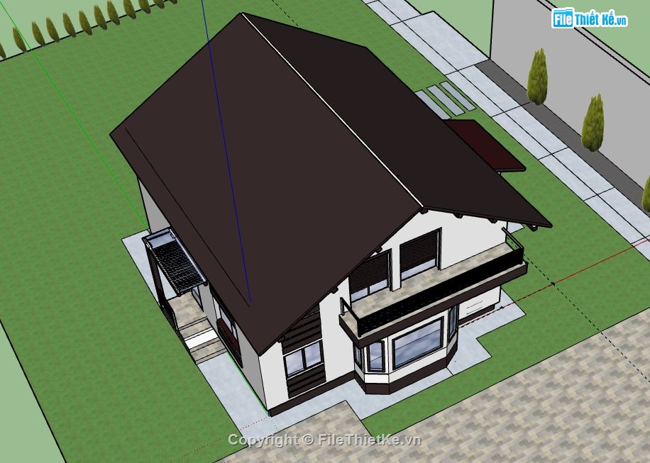 Biệt thự 2 tầng,model su biệt thự 2 tầng,biệt thự 2 tầng file su,sketchup biệt thự 2 tầng,biệt thự 2 tầng sketchup