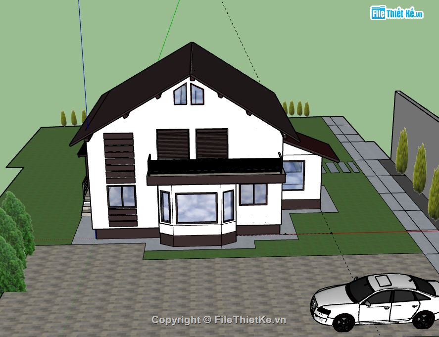 Biệt thự 2 tầng,model su biệt thự 2 tầng,biệt thự 2 tầng file su,sketchup biệt thự 2 tầng,biệt thự 2 tầng sketchup