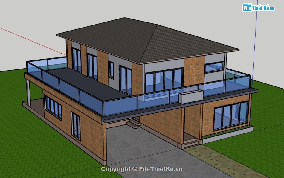 Biệt thự 2 tầng,model su biệt thự 2 tầng,file su biệt thự 2 tầng,sketchup biệt thự 2 tầng,biệt thự 2 tầng model su