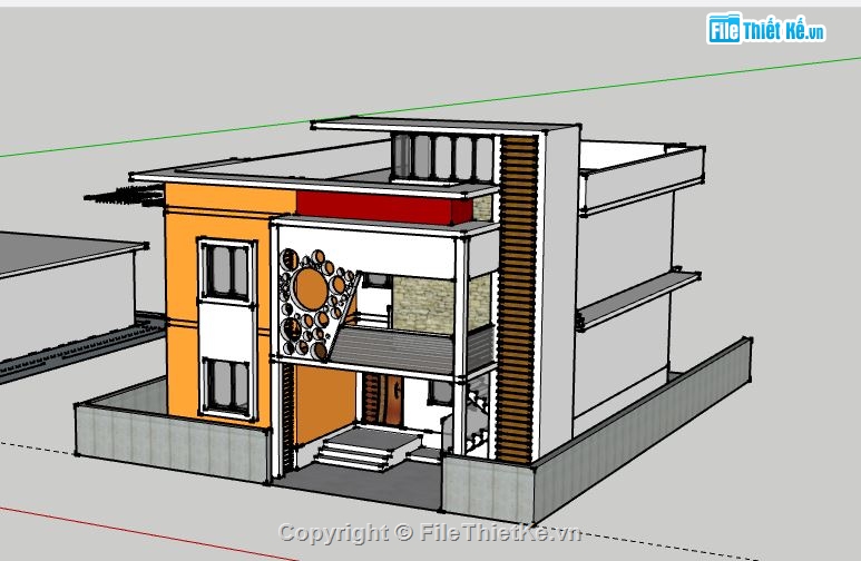 Biệt thự 2 tầng,model su biệt thự 2 tầng,mẫu biệt thự 2 tầng sketchup,biệt thự 2 tầng file su