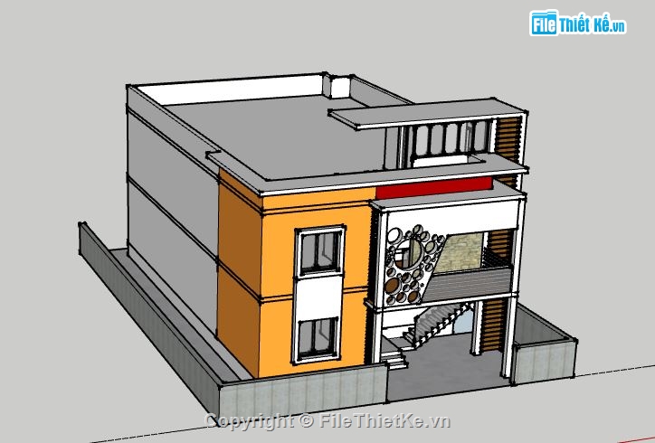 Biệt thự 2 tầng,model su biệt thự 2 tầng,mẫu biệt thự 2 tầng sketchup,biệt thự 2 tầng file su