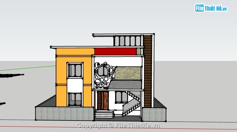 Biệt thự 2 tầng,model su biệt thự 2 tầng,mẫu biệt thự 2 tầng sketchup,biệt thự 2 tầng file su