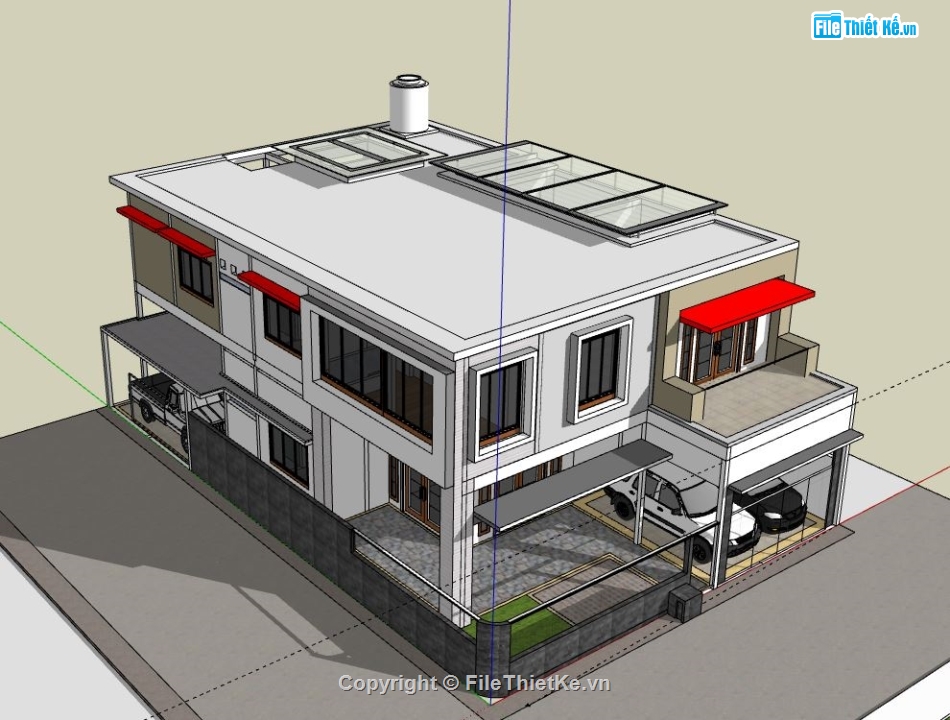 Biệt thự 2 tầng,model su biệt thự 2 tầng,biệt thự 2 tầng sketchup,file sketchup biệt thự 2 tầng