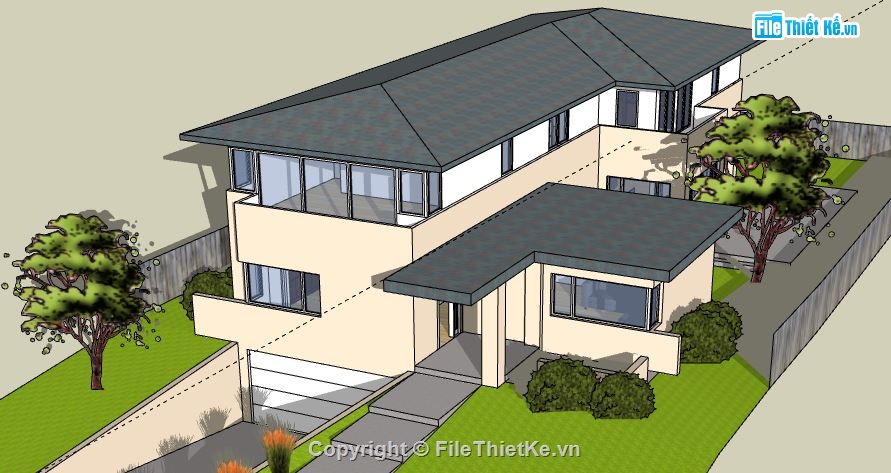 Biệt thự 2 tầng,model su biệt thự 2 tầng,biệt thự 2 tầng sketchup,sketchup biệt thự 2 tầng