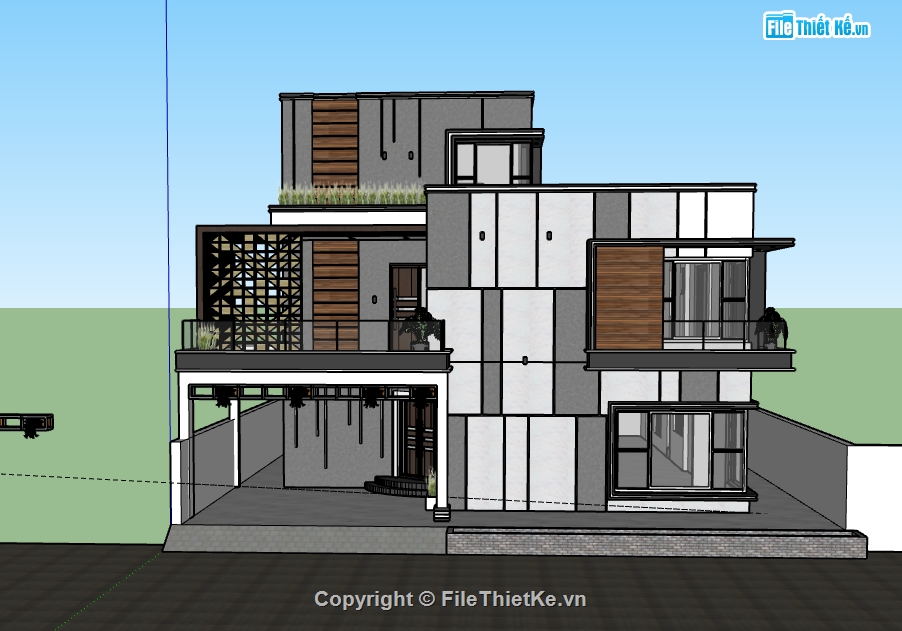 Biệt thự 2 tầng,model su biệt thự 2 tầng,file su biệt thự 2 tầng,biệt thự 2 tầng sketchup