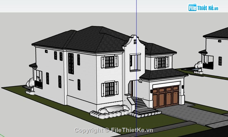 Biệt thự 2 tầng,model su biệt thự 2 tầng,biệt thự 2 tầng file sketchup
