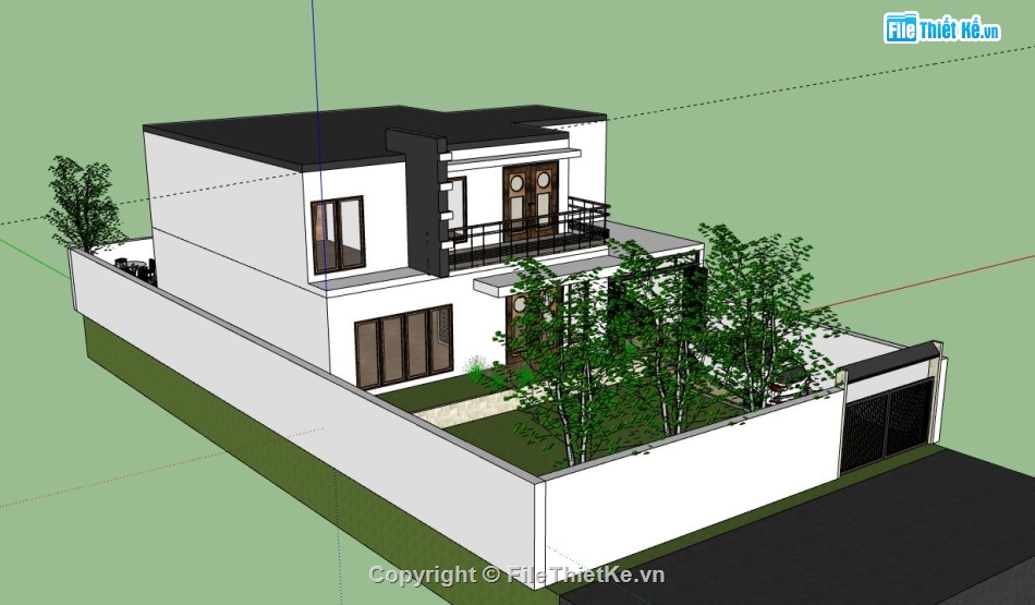 Biệt thự 2 tầng,model su biệt thự 2 tầng,biệt thự 2 tầng file sketchup