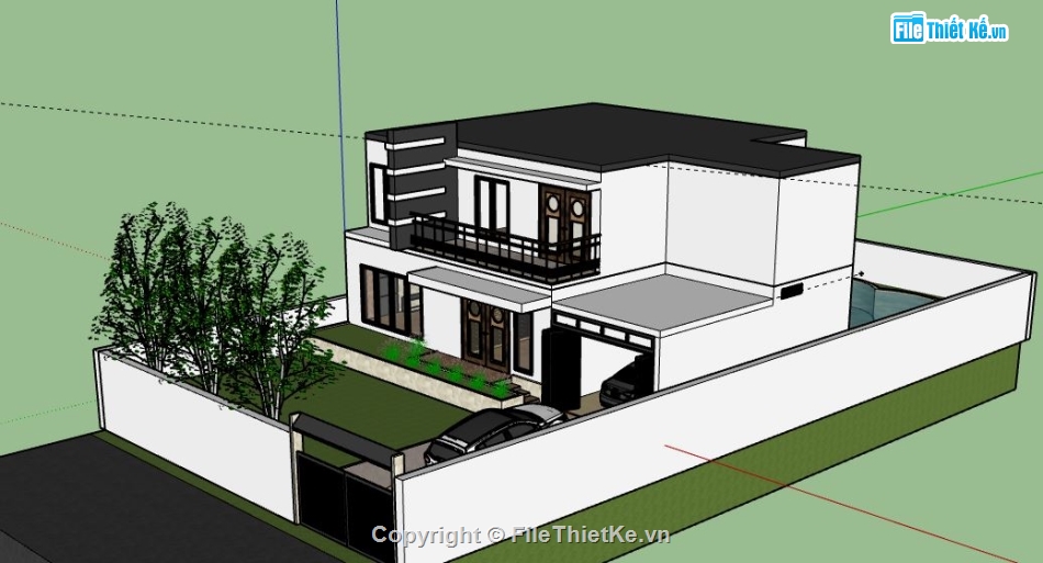 Biệt thự 2 tầng,model su biệt thự 2 tầng,biệt thự 2 tầng file sketchup
