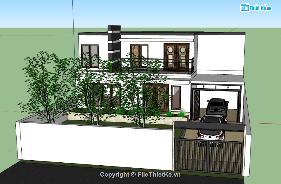 Biệt thự 2 tầng,model su biệt thự 2 tầng,biệt thự 2 tầng file sketchup