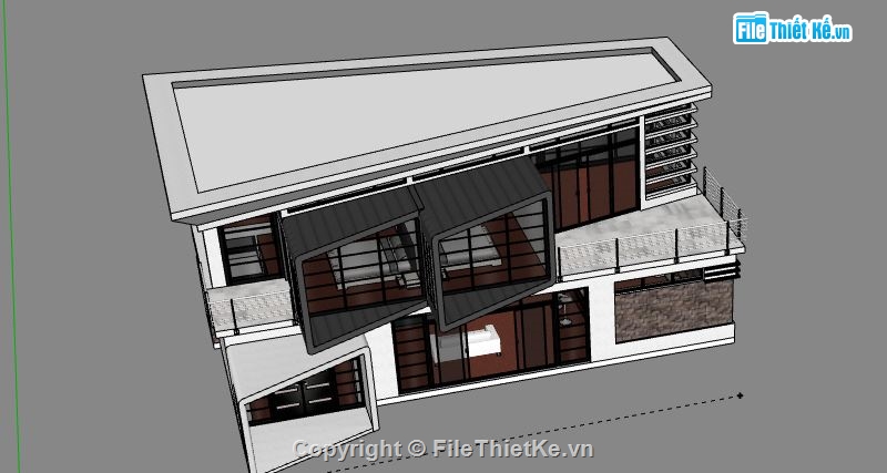 Biệt thự 2 tầng,model su biệt thự 2 tầng,biệt thự 2 tầng file su,sketchup biệt thự 2 tầng