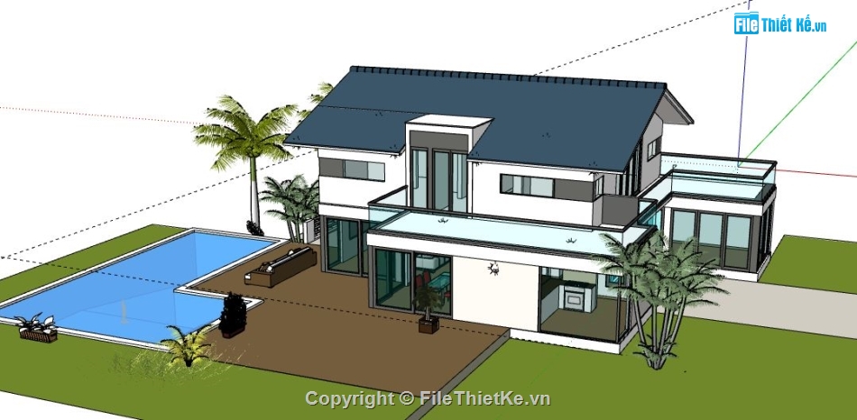 Biệt thự 2 tầng,model su biệt thự 2 tầng,biệt thự 2 tầng file su,file sketchup biệt thự 2 tầng,biệt thự 2 tầng model su