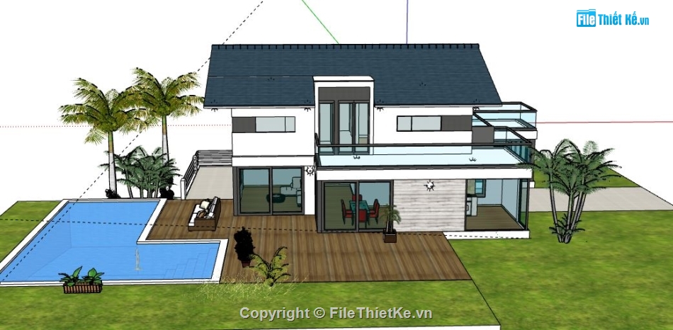 Biệt thự 2 tầng,model su biệt thự 2 tầng,biệt thự 2 tầng file su,file sketchup biệt thự 2 tầng,biệt thự 2 tầng model su