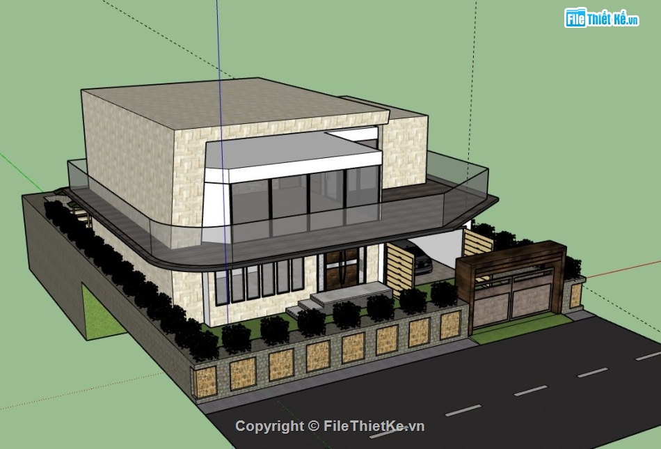 Biệt thự 2 tầng,model su biệt thự 2 tầng,file sketchup biệt thự 2 tầng