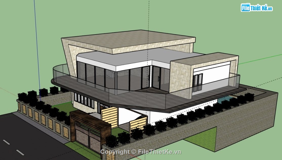 Biệt thự 2 tầng,model su biệt thự 2 tầng,file sketchup biệt thự 2 tầng