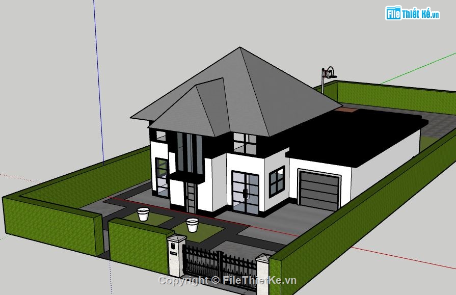 Biệt thự 2 tầng,model su biệt thự 2 tầng,file su biệt thự 2 tầng,mẫu biệt thự 2 tầng sketchup,sketchup biệt thự 2 tầng