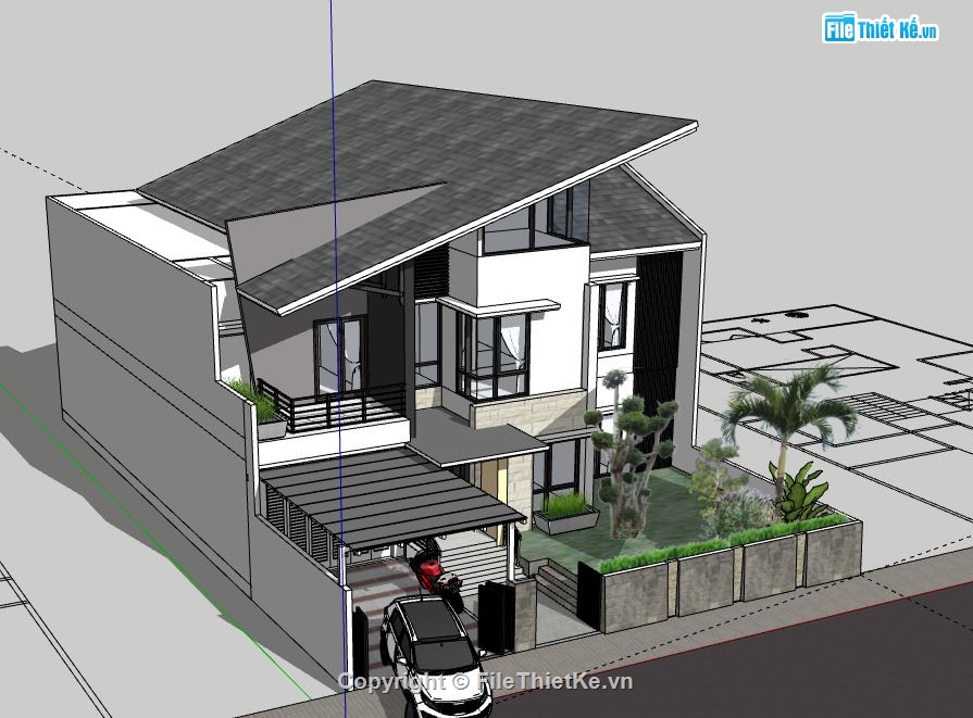 Biệt thự 2 tầng,model su biệt thự 2 tầng,biệt thự 2 tầng file su,sketchup biệt thự 2 tầng,biệt thự 2 tầng sketchup