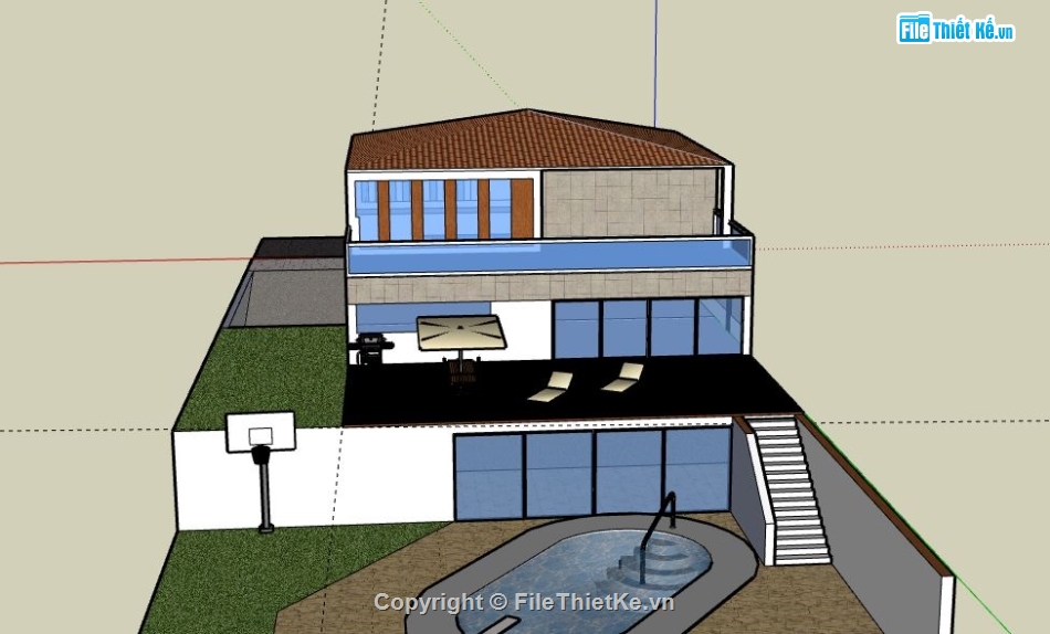 Biệt thự 2 tầng,model su biệt thự 2 tầng,biệt thự 2 tầng file su,sketchup biệt thự 2 tầng,biệt thự 2 tầng sketchup