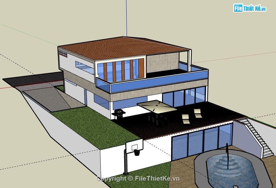 Biệt thự 2 tầng,model su biệt thự 2 tầng,biệt thự 2 tầng file su,sketchup biệt thự 2 tầng,biệt thự 2 tầng sketchup