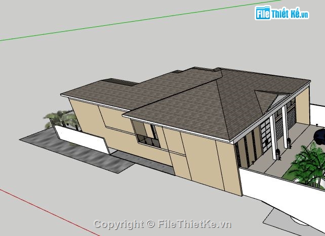 Biệt thự  2 tầng,model su biệt thự 2 tầng,biệt thự 2 tầng file su,biệt thự 2 tầng 14x26m