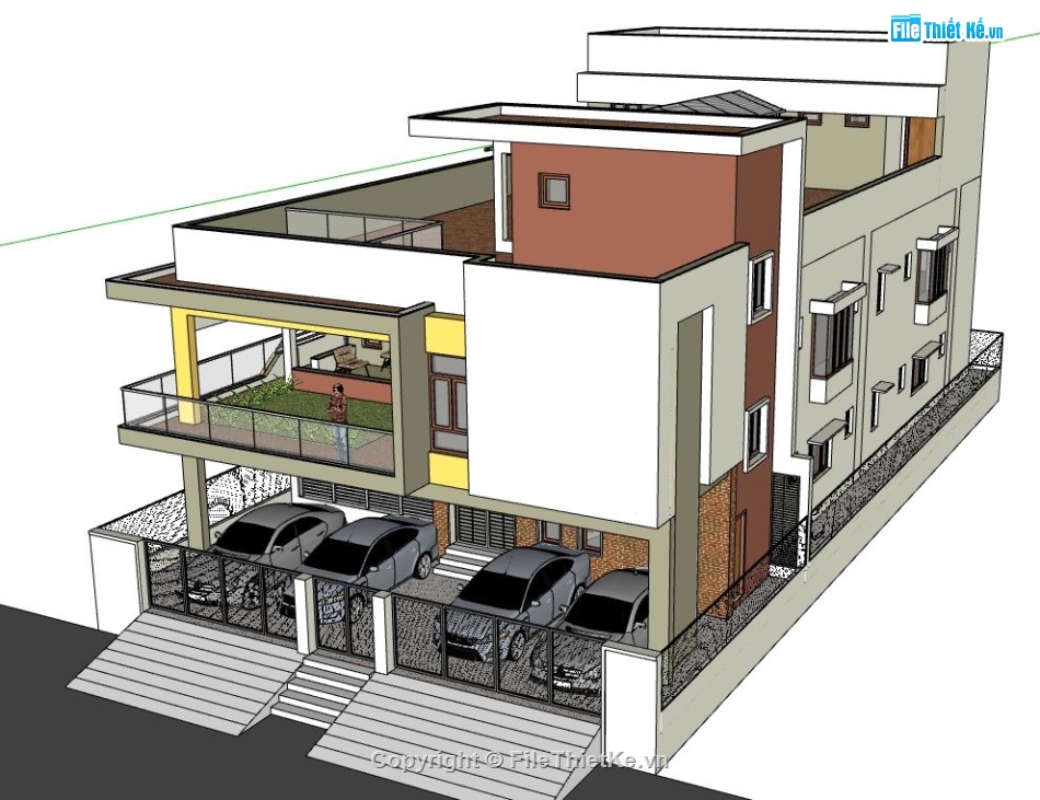 Biệt thự 2 tầng,model biệt thự 2 tầng,biệt thự 2 tầng sketchup,file sketchup biệt thự 2 tầng,biệt thự 2 tầng model su