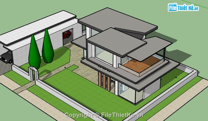Biệt thự 2 tầng,model su biệt thự 2 tầng,biệt thự 2 tầng file su,sketchup biệt thự 2 tầng