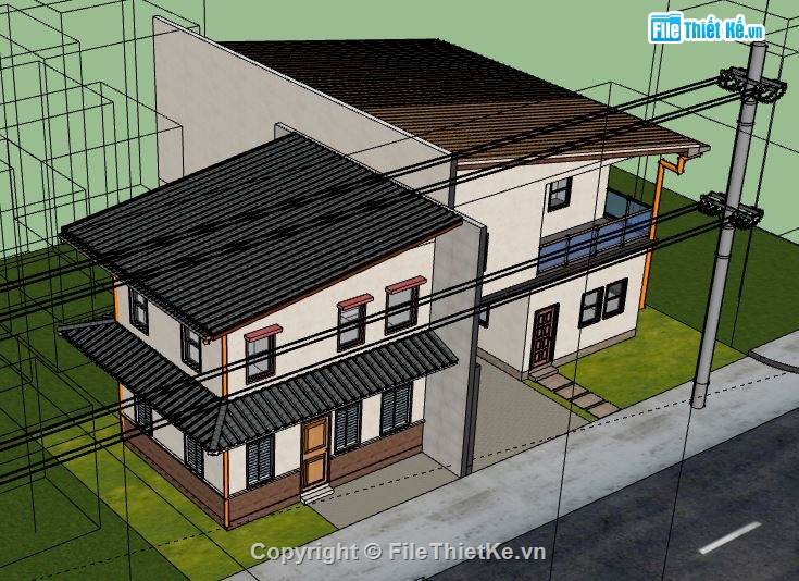 Biệt thự 2 tầng,model su biệt thự 2 tầng,biệt thự 2 tầng file su