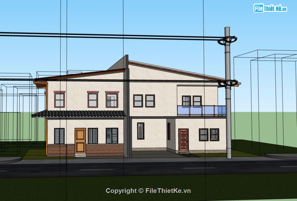Biệt thự 2 tầng,model su biệt thự 2 tầng,biệt thự 2 tầng file su