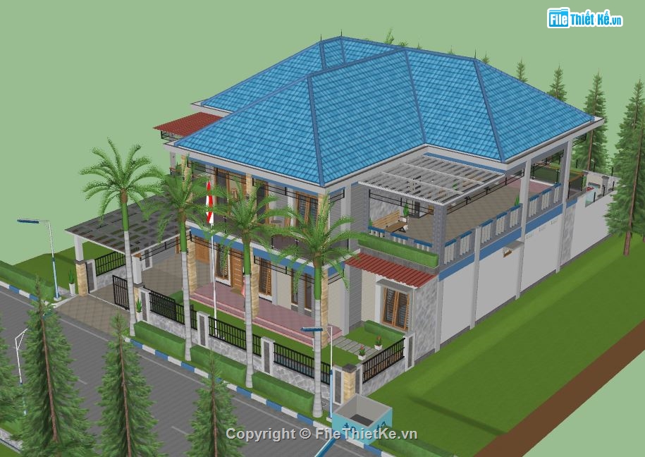 Biệt thự 2 tầng,model su biệt thự 2 tầng,file sketchup biệt thự 2 tầng,biệt thự 2 tầng model su