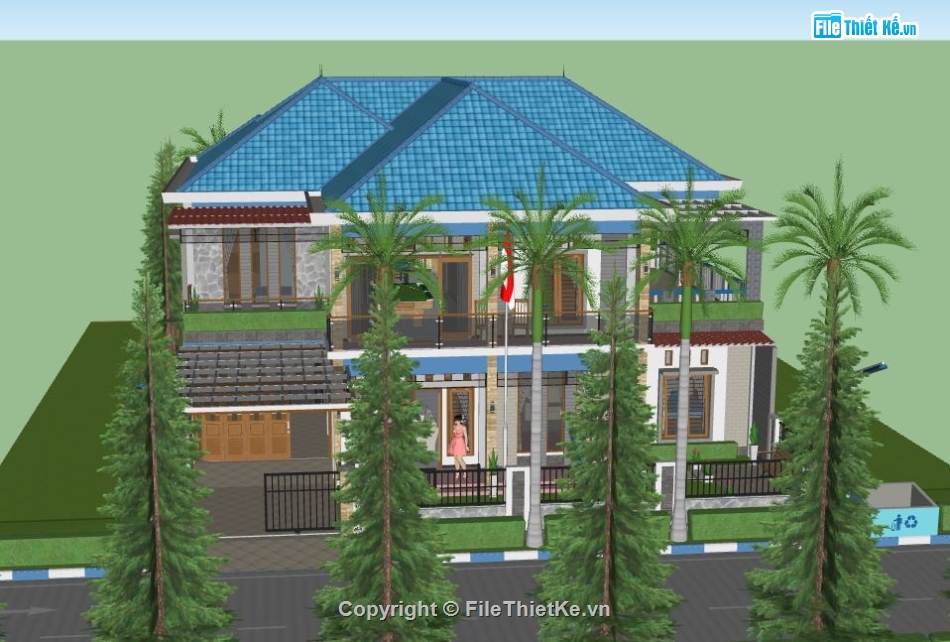 Biệt thự 2 tầng,model su biệt thự 2 tầng,file sketchup biệt thự 2 tầng,biệt thự 2 tầng model su