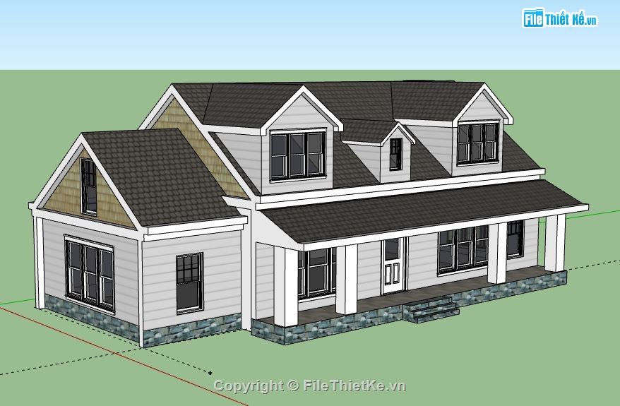 Biệt thự 2 tầng,model su biệt thự 2 tầng,biệt thự 2 tầng sketchup,sketchup biệt thự 2 tầng