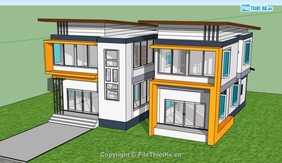 Biệt thự 2 tầng,model su biệt thự 2 tầng,file su biệt thự 2 tầng,sketchup biệt thự 2 tầng,biệt thự 2 tầng sketchup