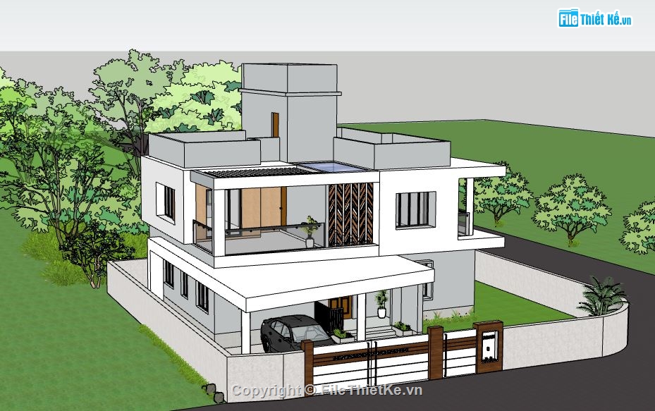 Biệt thự 2 tầng,model su biệt thự 2 tầng,file su biệt thự 2 tầng,sketchup biệt thự 2 tầng,biệt thự 2 tầng model su