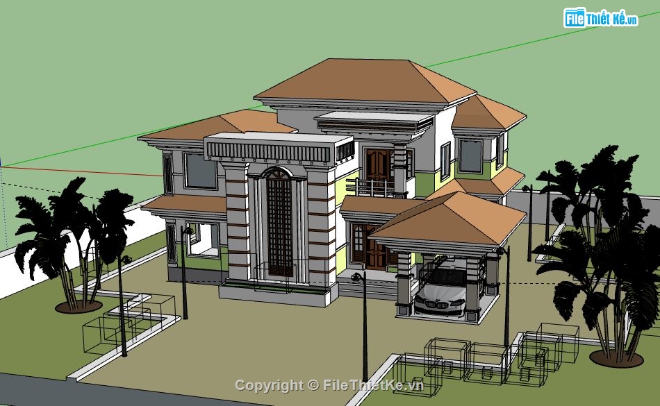 Biệt thự 2 tầng,model su biệt thự 2 tầng,biệt thự 2 tầng sketchup,sketchup biệt thự 2 tầng,file su biệt thự 2 tầng