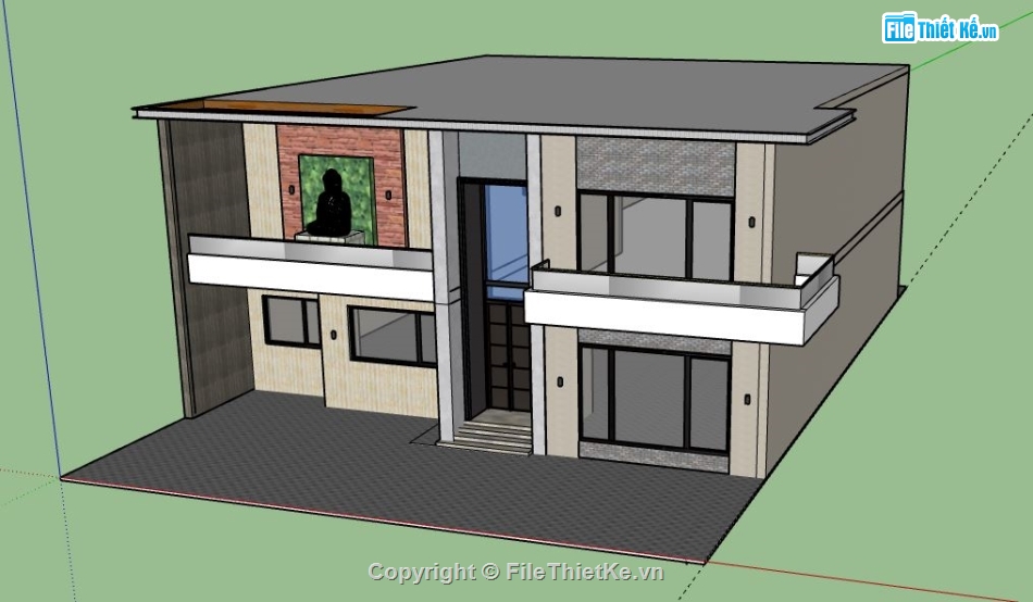 Biệt thự 2 tầng,model su biệt thự 2 tầng,biệt thự 2 tầng file su,file sketchup biệt thự 2 tầng