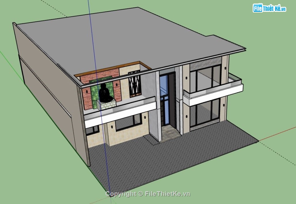 Biệt thự 2 tầng,model su biệt thự 2 tầng,biệt thự 2 tầng file su,file sketchup biệt thự 2 tầng